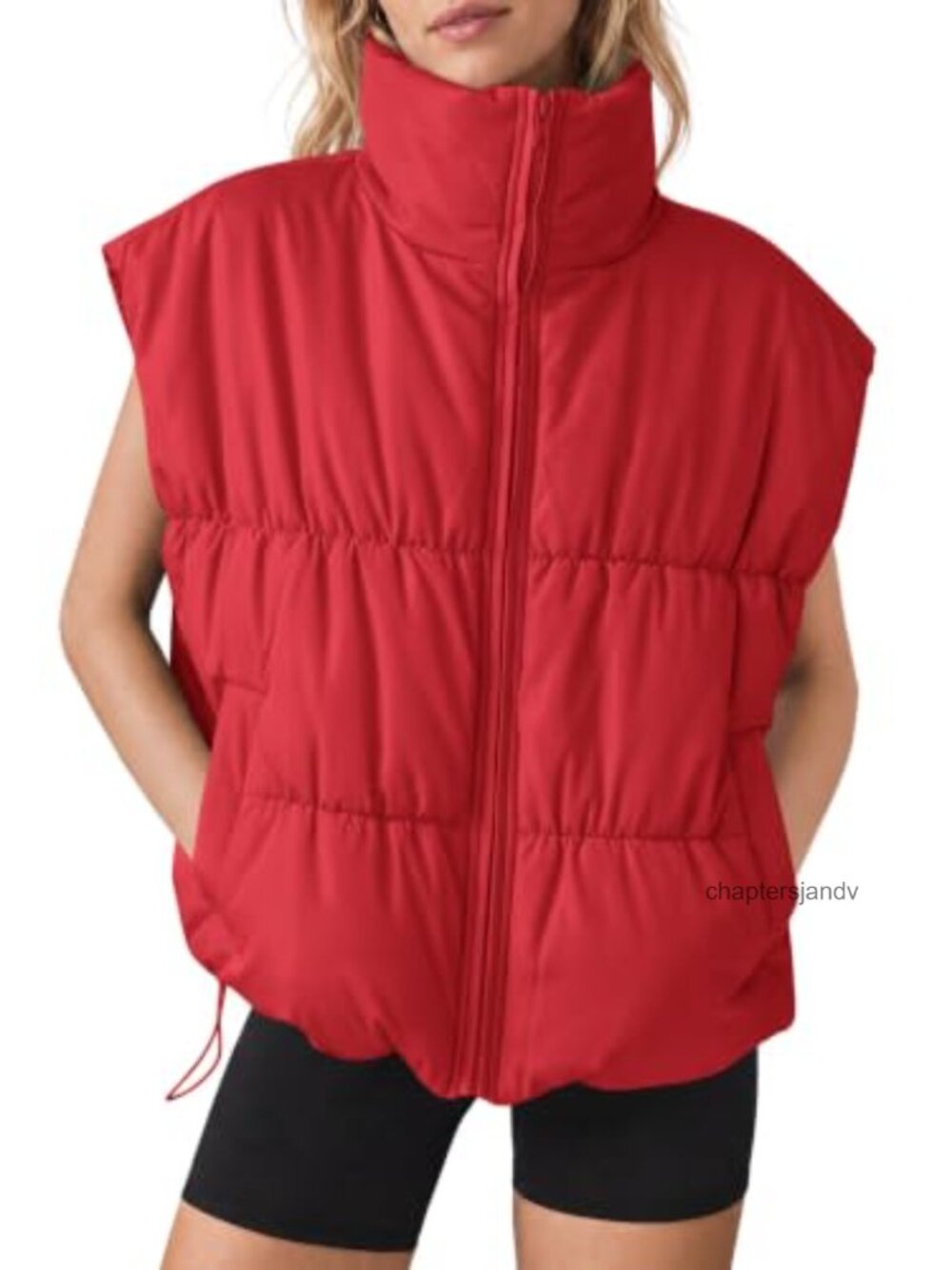 Fisoew Womens Puffer Vest Quilted Puffy Outerwear Jacket with Pockets